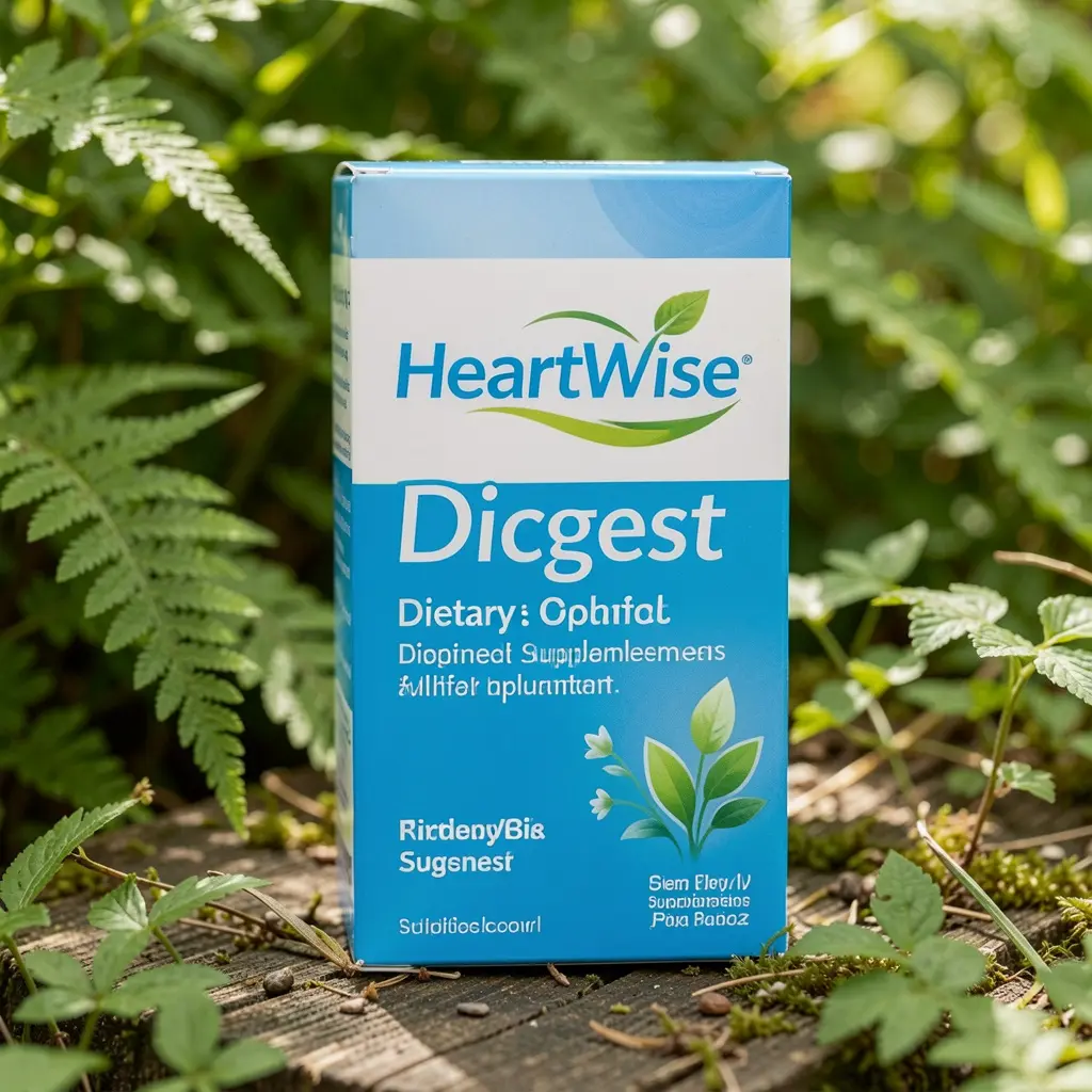 HeartWise Digest dietary supplement bottle with natural ingredients for heart and digestive support